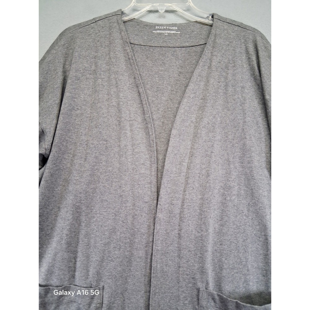 Eileen Fisher Women Full‎ Body Cardigan Gray Pockets Size Large - Picture 2 of 8